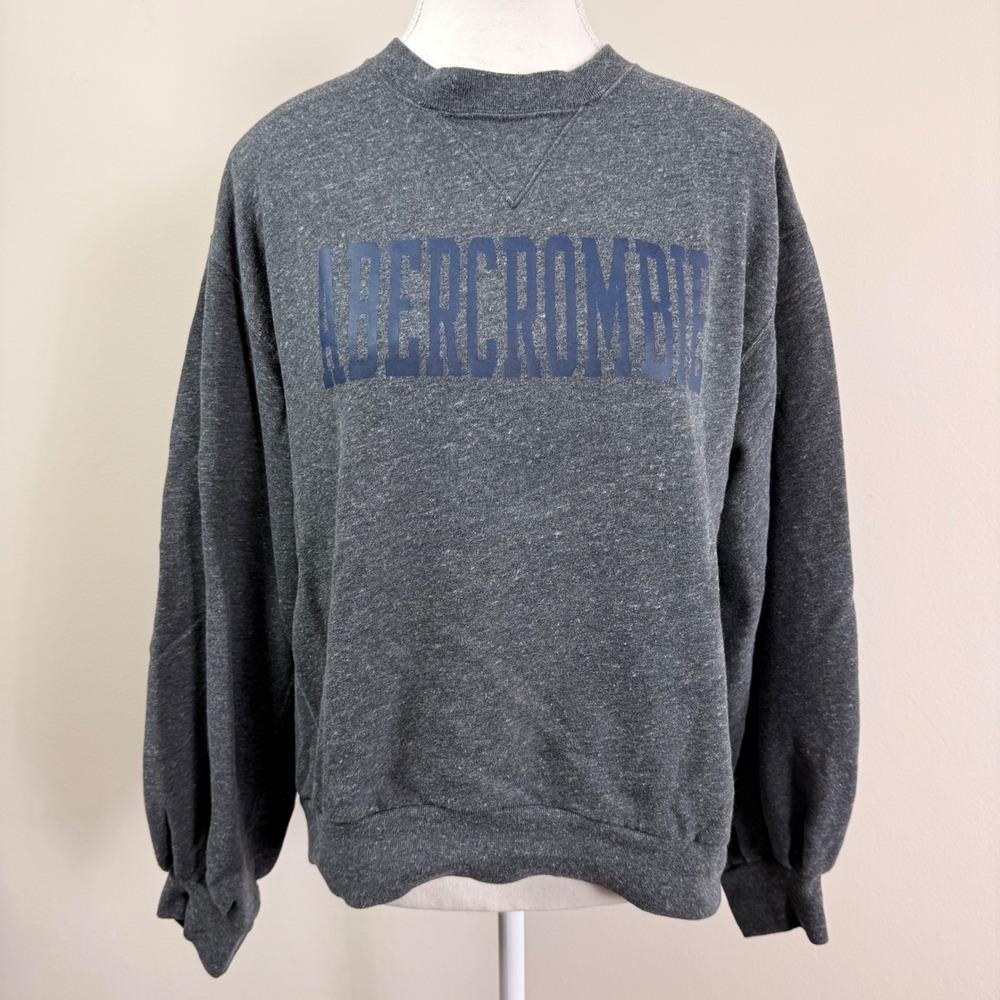 Abercrombie & Fitch Soft AF Collection Gray Balloon Sleeve Logo Sweatshirt Small